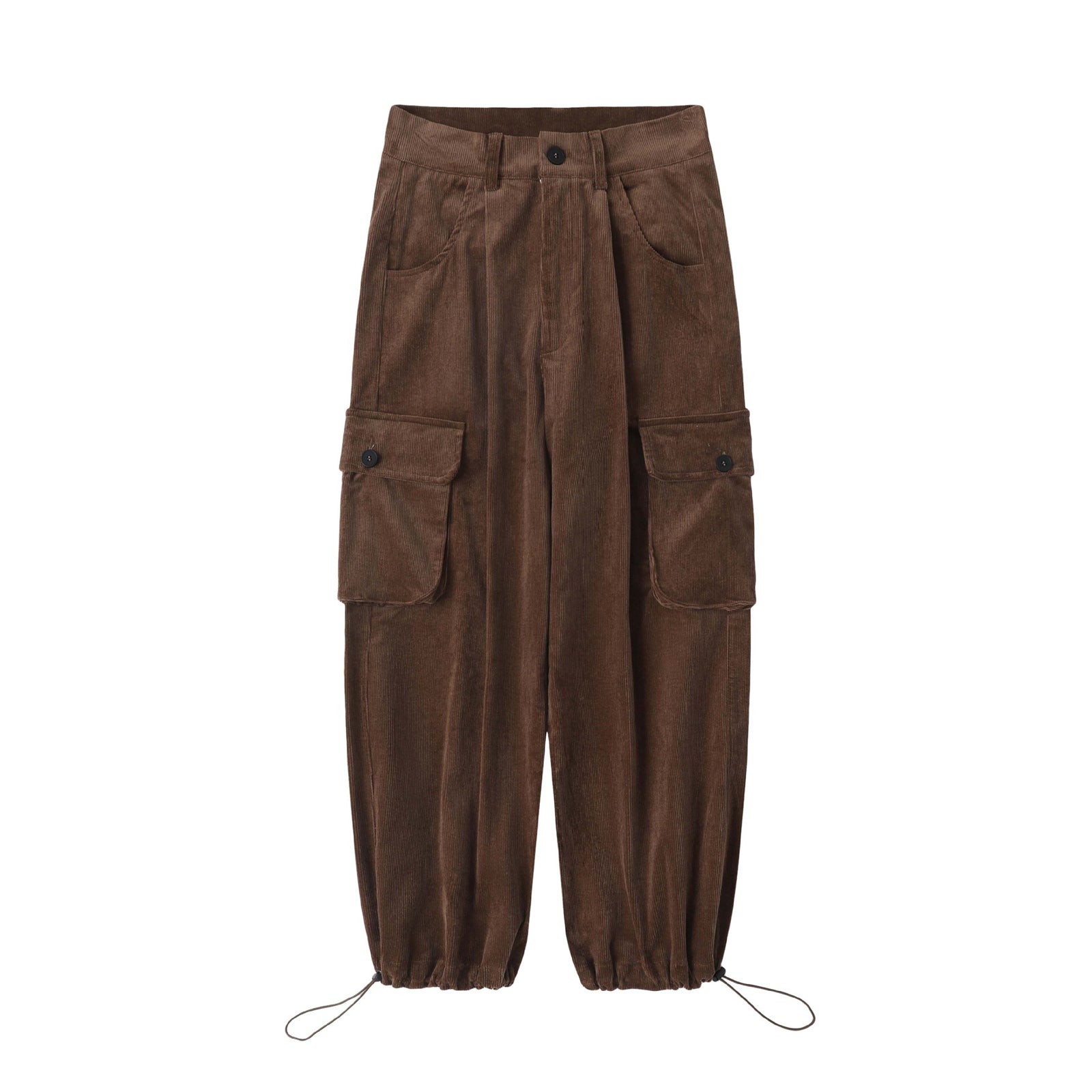 Corduroy Vintage Trousers Multi-Pocket Brown