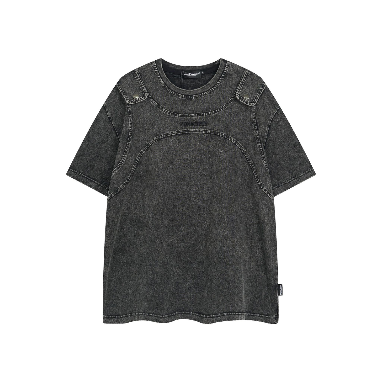 Retro Heavy Embroidery Washed And Distressed Summer T-shirt