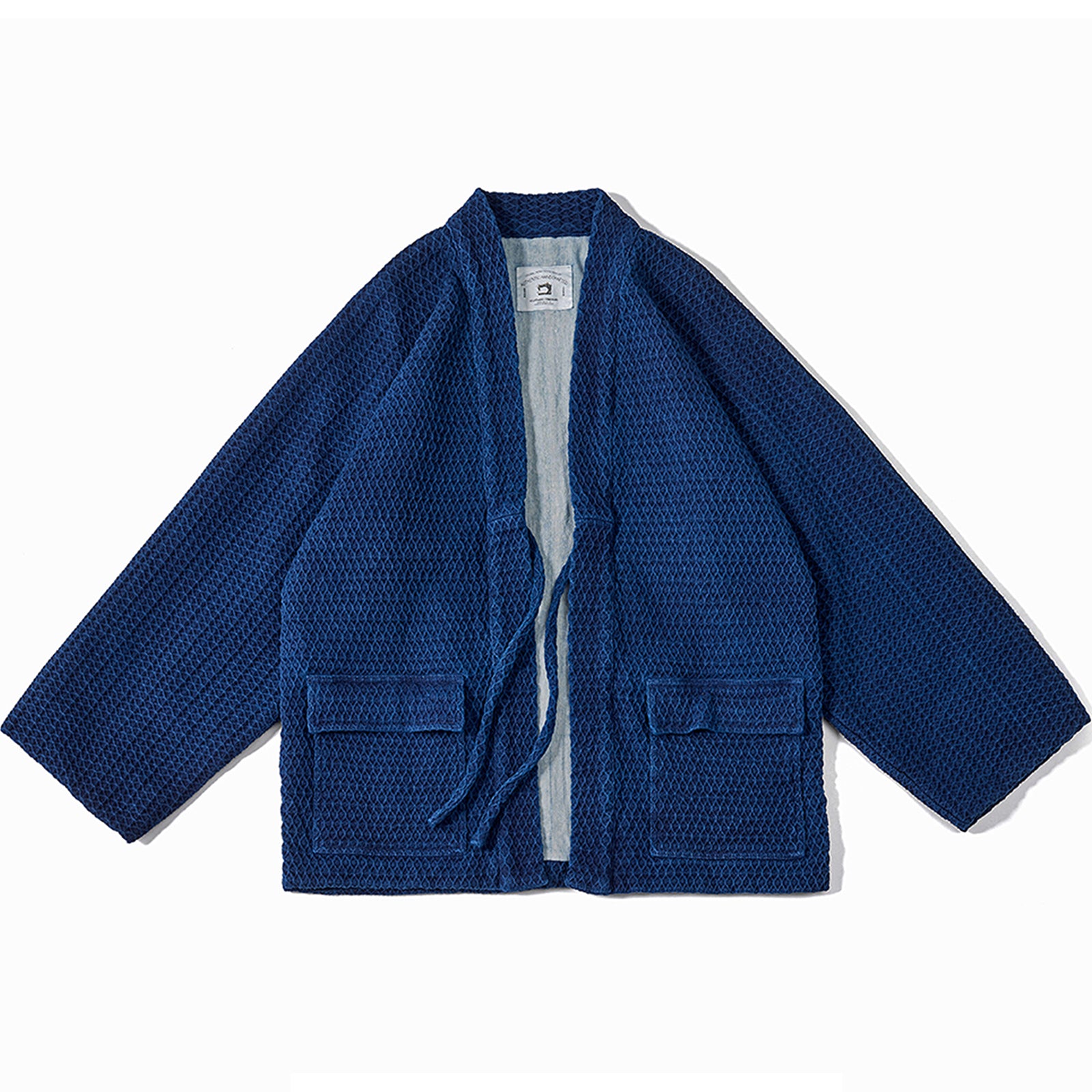Vintage Plant Dyed KimonoJapanese Retro Rhombus Grid Robe