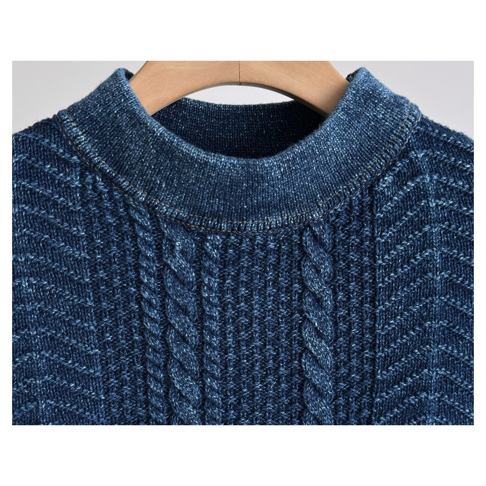 Japanese Indigo Plant Dyed Cable Knit Sweater