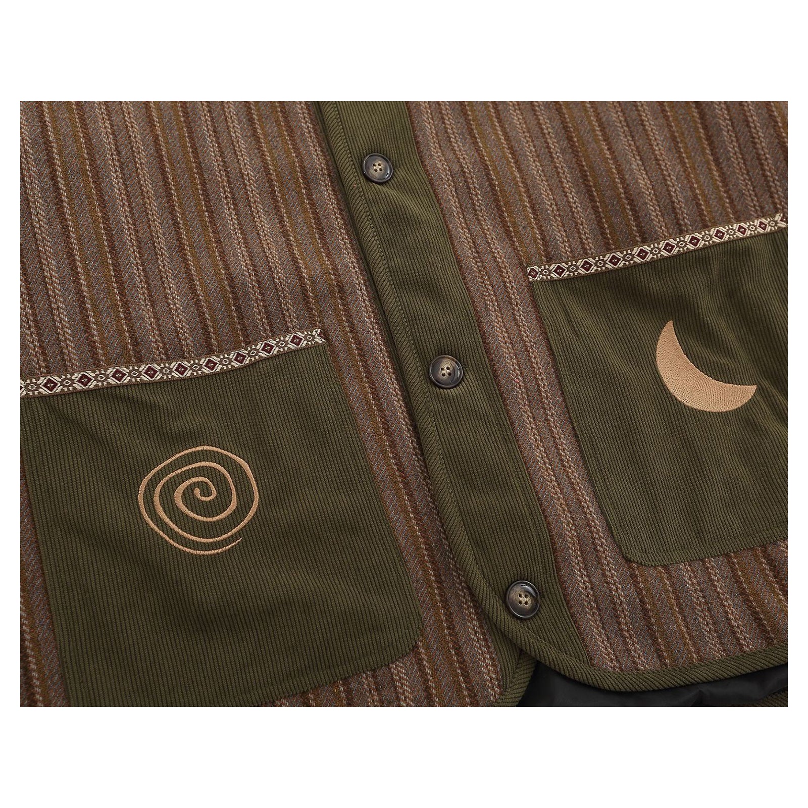 Retro Ethnic Style Striped Sun Moon V-neck Spring Autumn Jacket