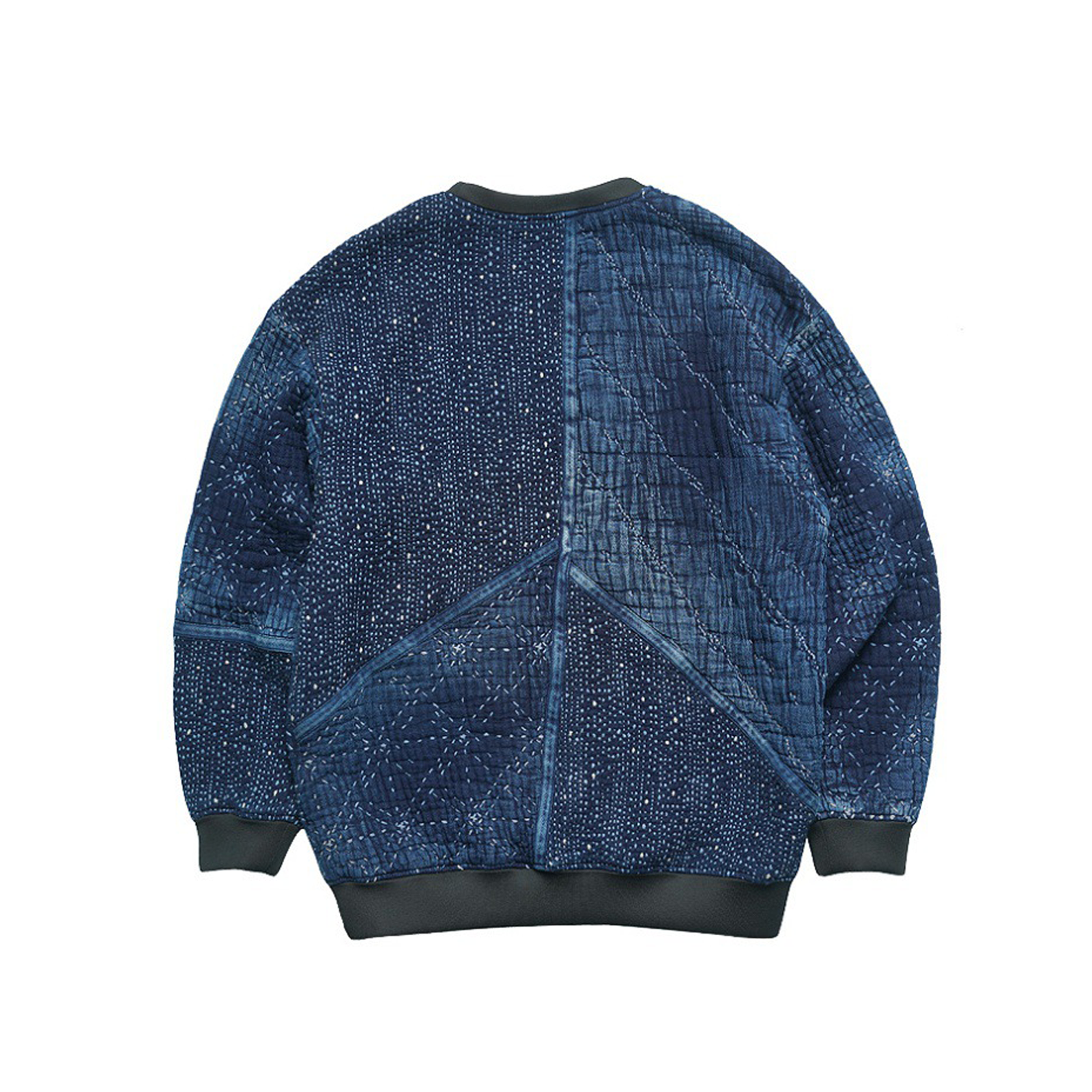Stars Anti-War Sweatshirt Sashiko Round Neck Vintage Plant Dyed Indigo Sweatshirt