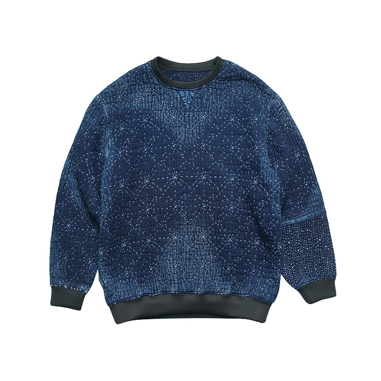 Stars Anti-War Sweatshirt Sashiko Round Neck Vintage Plant Dyed Indigo Sweatshirt