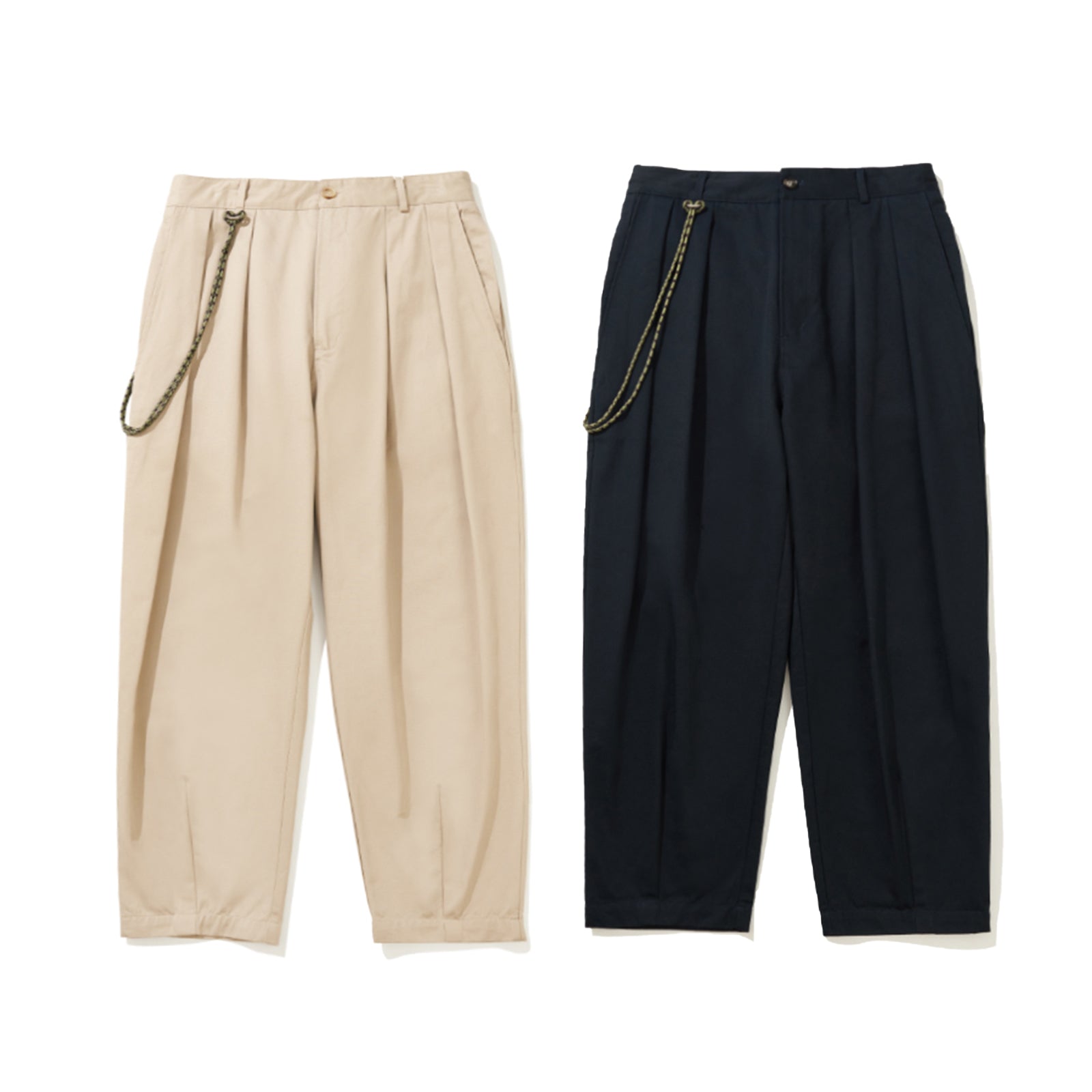 Tapered Pants Japanese Loose Trousers Casual Pants Multi-pocket Lanyard Khaki